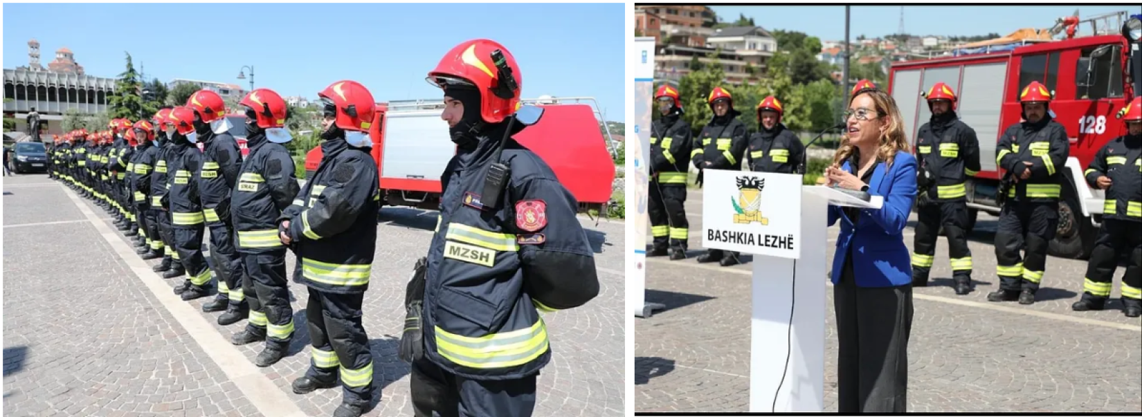 Handing over personal protective equipment to Lezha firefighting department
