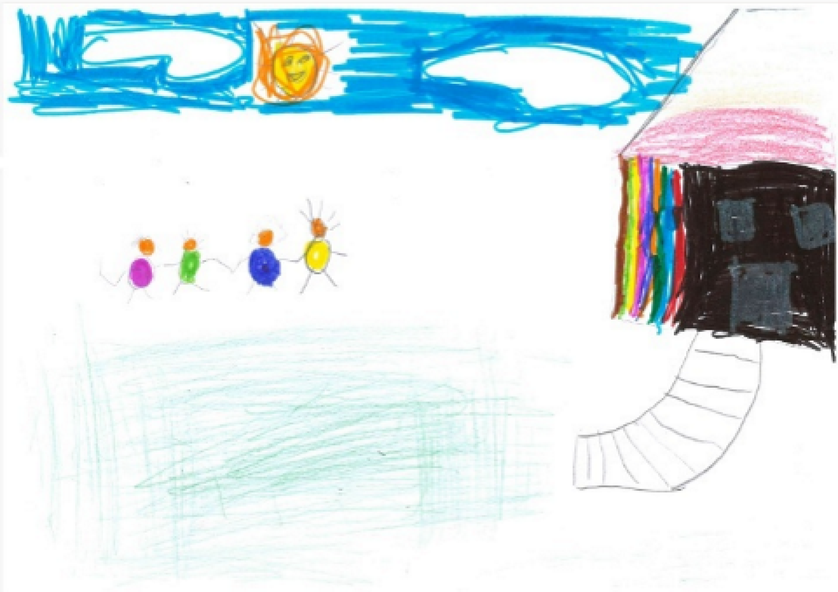 A drawing by a young refugee living in Albania.