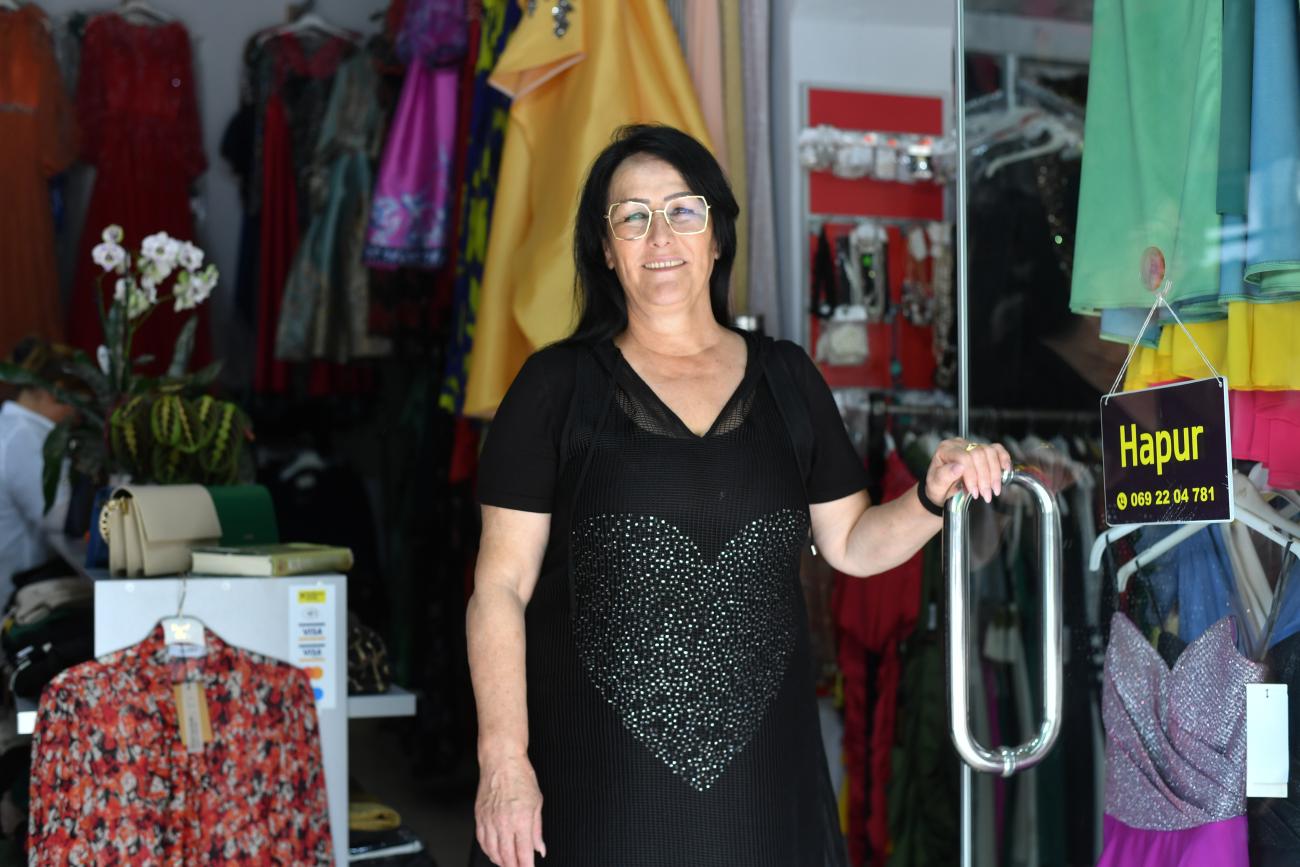 Meleqe Kazazi, at her clothing boutique.