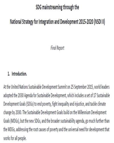 SDG Mainstreaming Through The National Strategy For Integration And ...